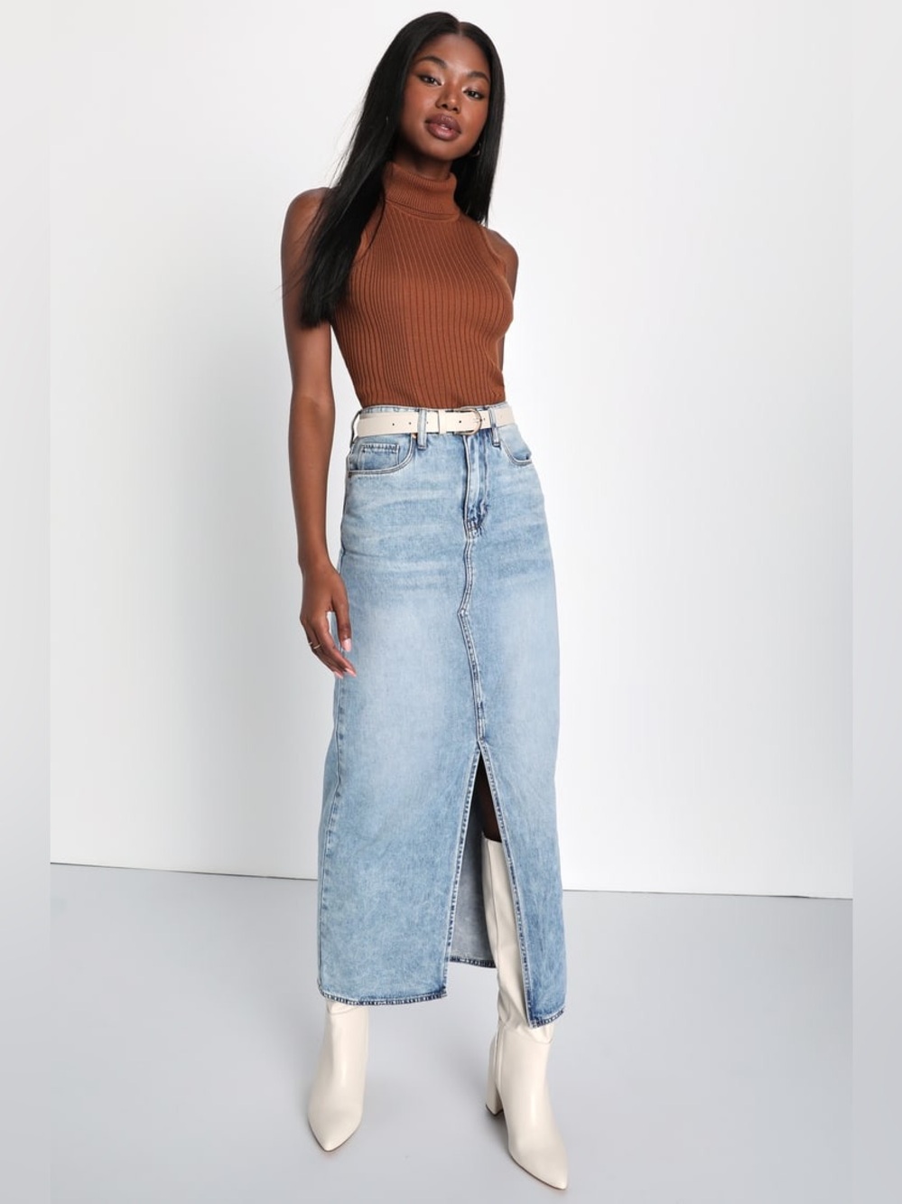 Blank NYC Denim High Rise Maxi Skirt